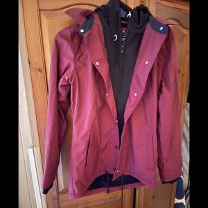 Burgundy warm lined rain jacket